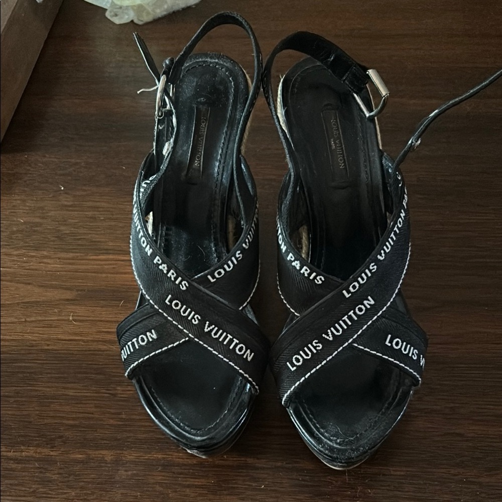 Louis Vuitton Black Strappy Heels